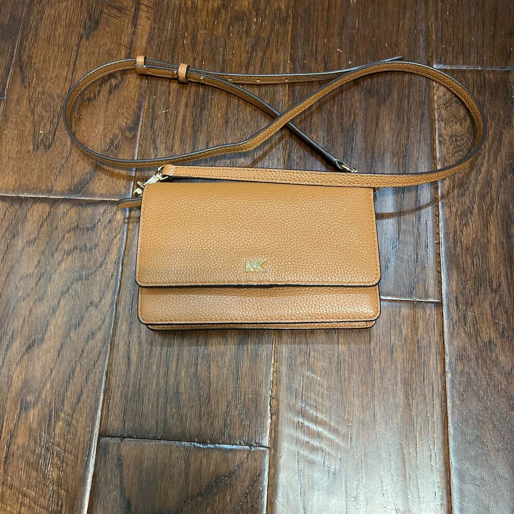 Michael Kors Pebbled Leather Convertible Crossbody Bag in Orange